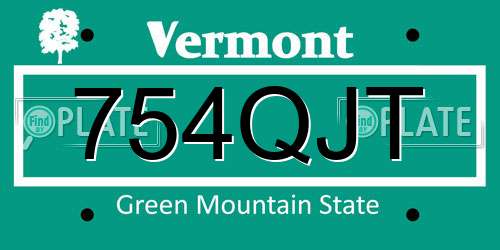 754QJT Vermont License Plate