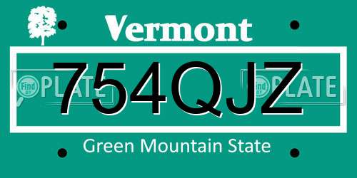 754QJZ Vermont License Plate