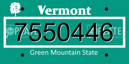 7550446 Vermont License Plate