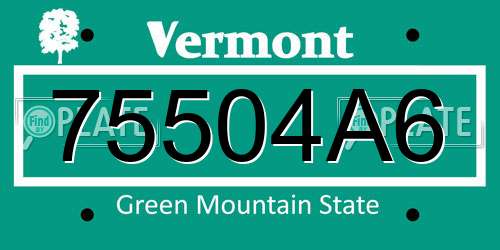 75504A6 Vermont License Plate