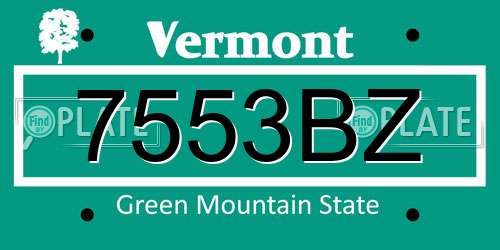 7553BZ Vermont License Plate