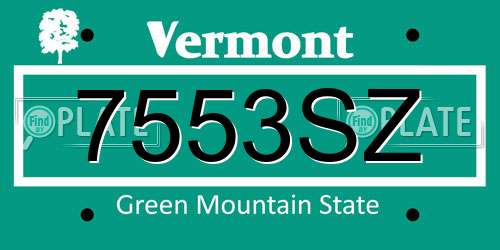 7553SZ Vermont License Plate
