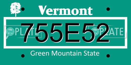 755E52 Vermont License Plate
