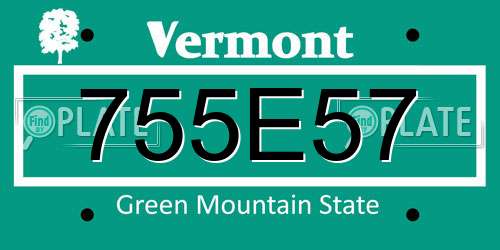 755E57 Vermont License Plate