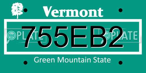 755EB2 Vermont License Plate