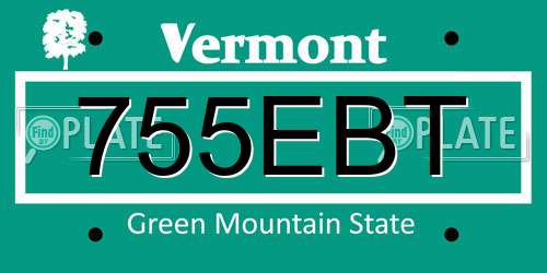 755EBT Vermont License Plate