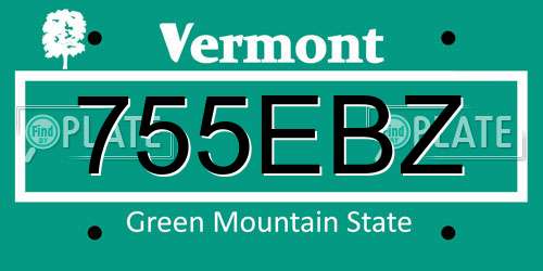 755EBZ Vermont License Plate