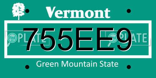 755EE9 Vermont License Plate