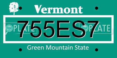 755ES7 Vermont License Plate