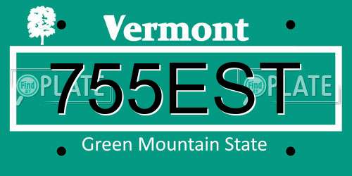 755EST Vermont License Plate
