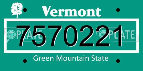 7570221 Vermont License Plate