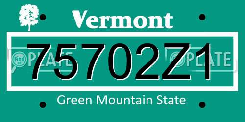 75702Z1 Vermont License Plate