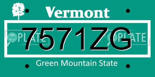 7571ZG Vermont License Plate