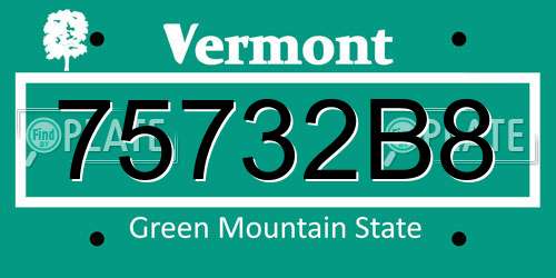 75732B8 Vermont License Plate