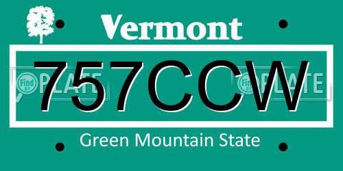 757CCW Vermont License Plate