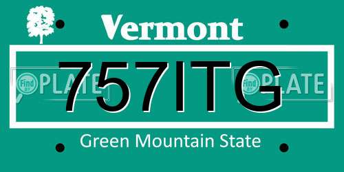 757ITG Vermont License Plate