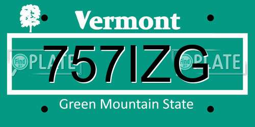 757IZG Vermont License Plate