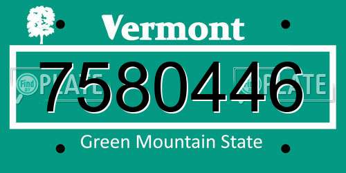 7580446 Vermont License Plate