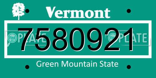 7580921 Vermont License Plate
