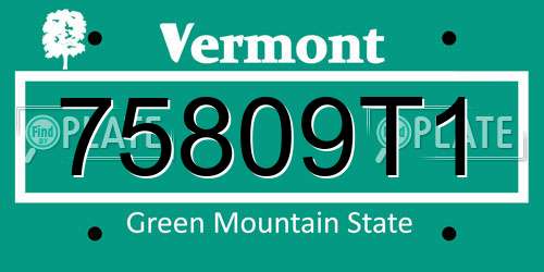 75809T1 Vermont License Plate