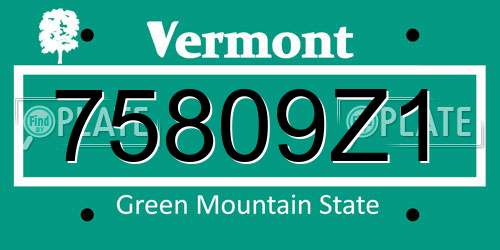 75809Z1 Vermont License Plate