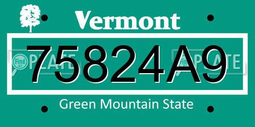 75824A9 Vermont License Plate