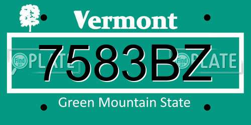 7583BZ Vermont License Plate