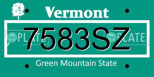 7583SZ Vermont License Plate