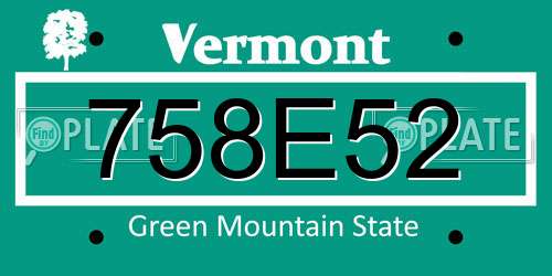 758E52 Vermont License Plate