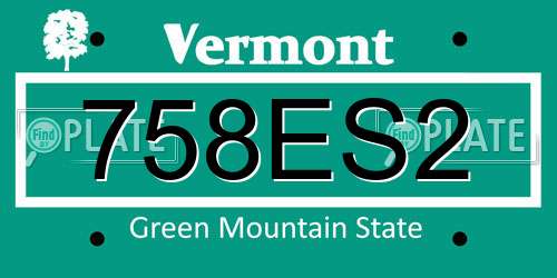 758ES2 Vermont License Plate