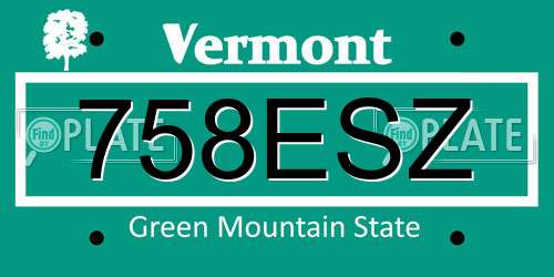 758ESZ Vermont License Plate