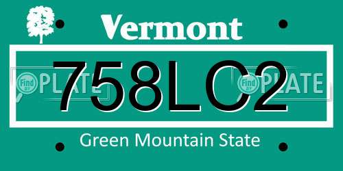 758LC2 Vermont License Plate