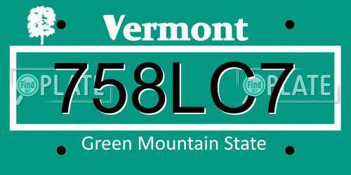 758LC7 Vermont License Plate