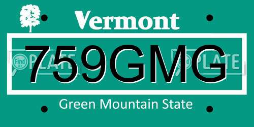 759GMG Vermont License Plate