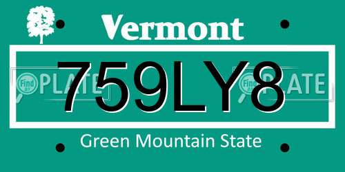 759LY8 Vermont License Plate