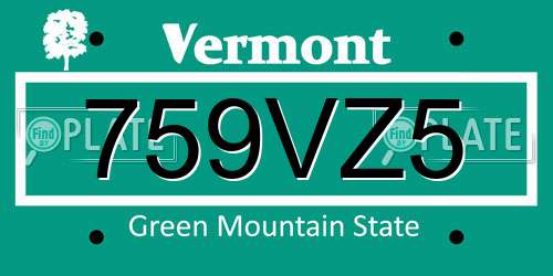 759VZ5 Vermont License Plate