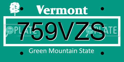759VZS Vermont License Plate