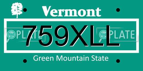 759XLL Vermont License Plate