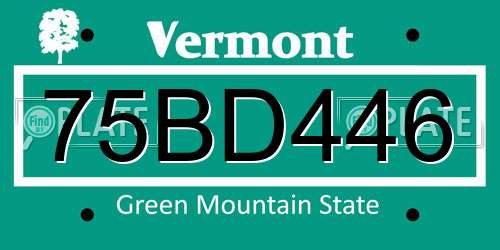75BD446 Vermont License Plate