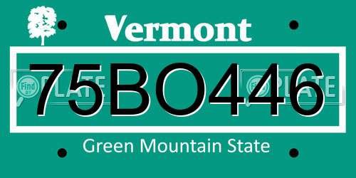75BO446 Vermont License Plate