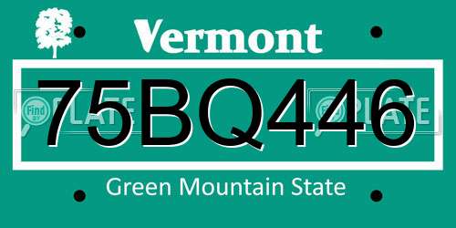 75BQ446 Vermont License Plate