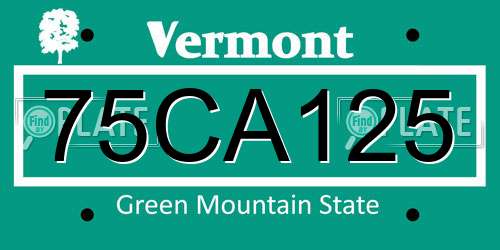 75CA125 Vermont License Plate