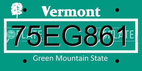 75EG861 Vermont License Plate