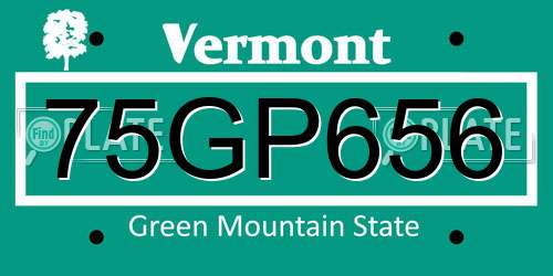 75GP656 Vermont License Plate