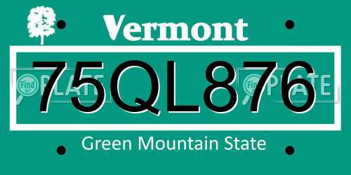 75QL876 Vermont License Plate