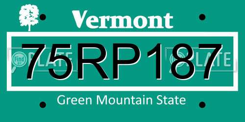 75RP187 Vermont License Plate