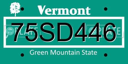 75SD446 Vermont License Plate