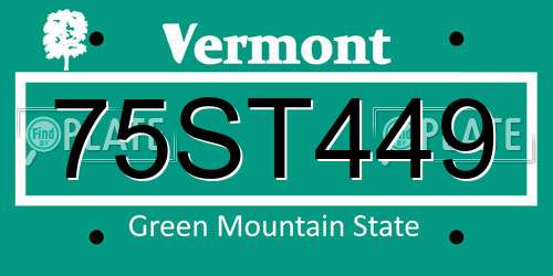 75ST449 Vermont License Plate