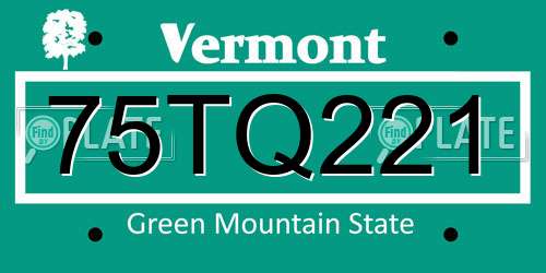 75TQ221 Vermont License Plate