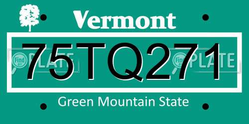 75TQ271 Vermont License Plate